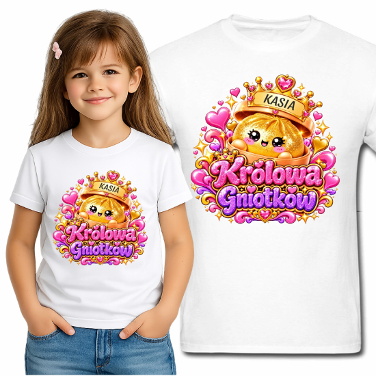 Koszulka KRÓLOWA GNIOTKÓW Złoty GNIOTEK squishy personalizowana Z NAPISEM imieniem MG50